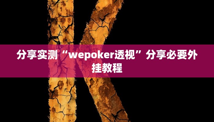 分享实测“wepoker透视”分享必要外挂教程