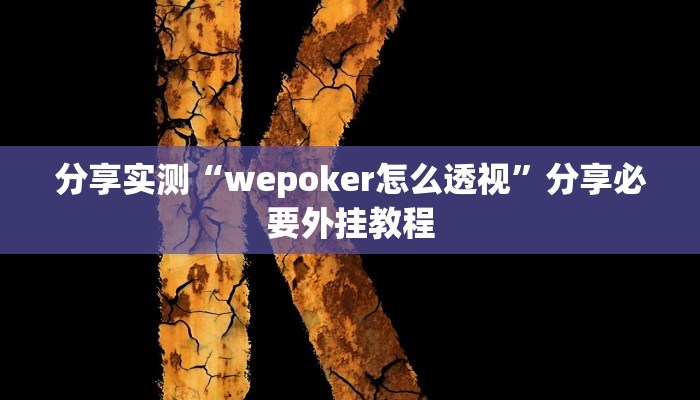 分享实测“wepoker怎么透视”分享必要外挂教程